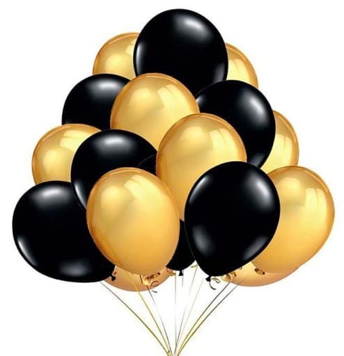 Set med guld-, svarta ballonger 50 st.