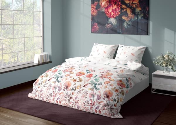 Satin Sengetøj 160x200 Milagro Blomster