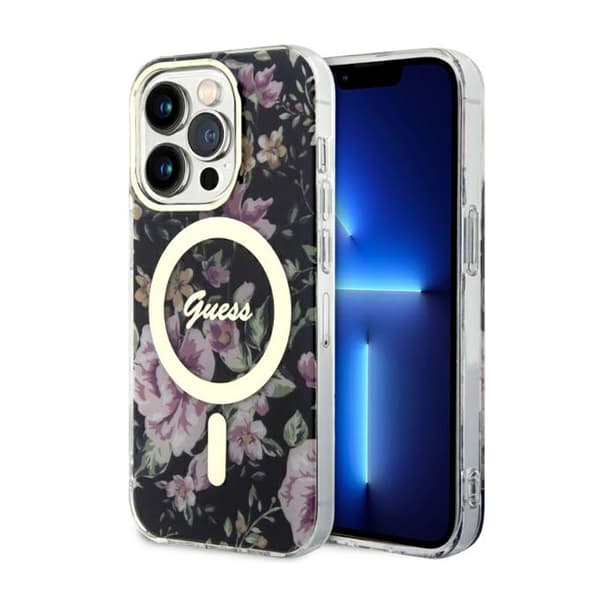 Guess Flower MagSafe - iPhone 14 Pro cover (sort)