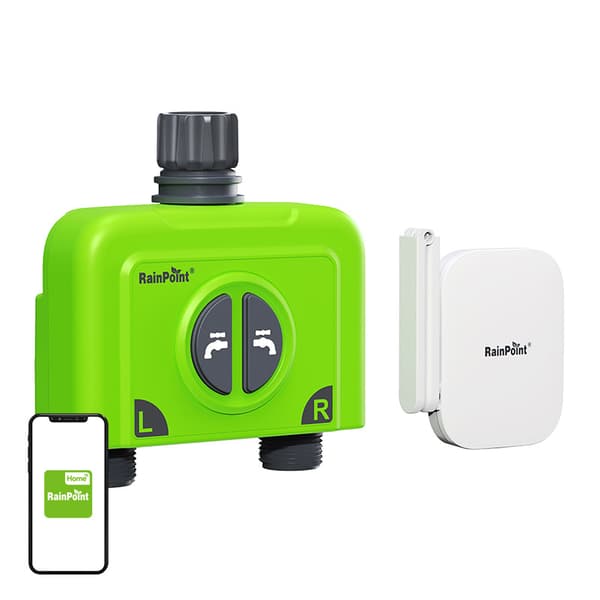 RainPoint WiFi 2-zons bevattningsregulator med gateway