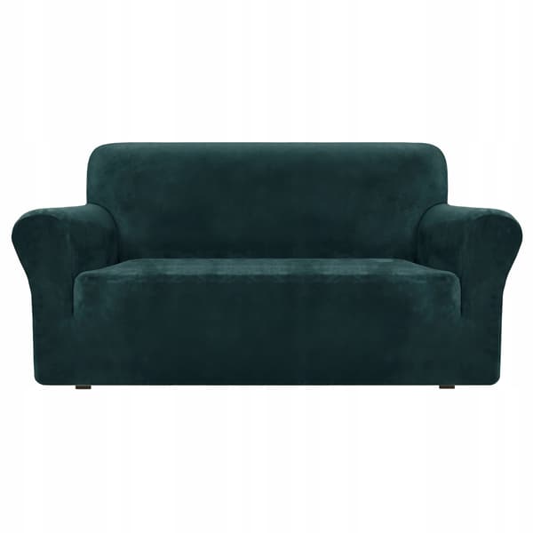 Sofapåslag för 2-sits hörnsoffa velour elastisk TESS grön