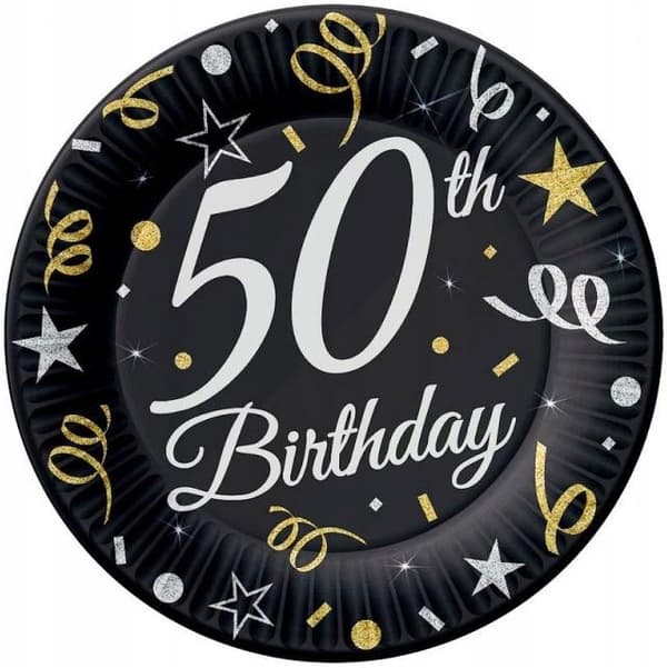 Papperstallrikar 50-årsdag 50-årsdag 18 cm 6 st.