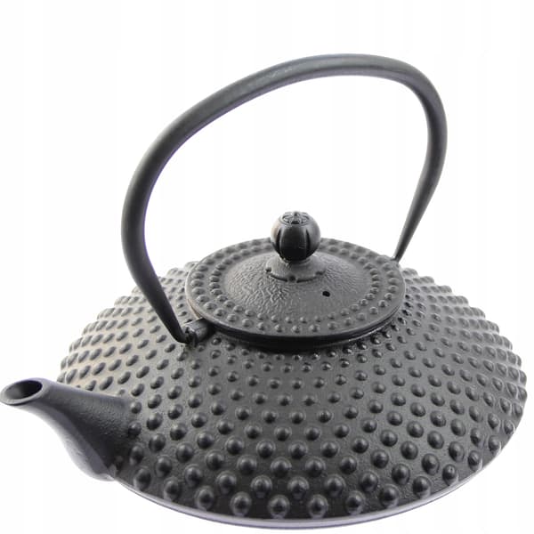 Støbejernskedel 1,25L sort infuser med si til te og krydderurter
