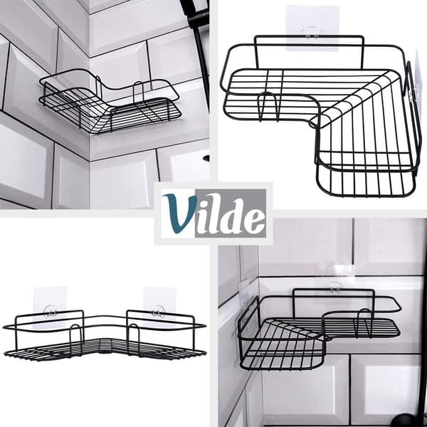 Hylde til bruser metal sort selvklæbende 26,5x26,5x6,5 cm