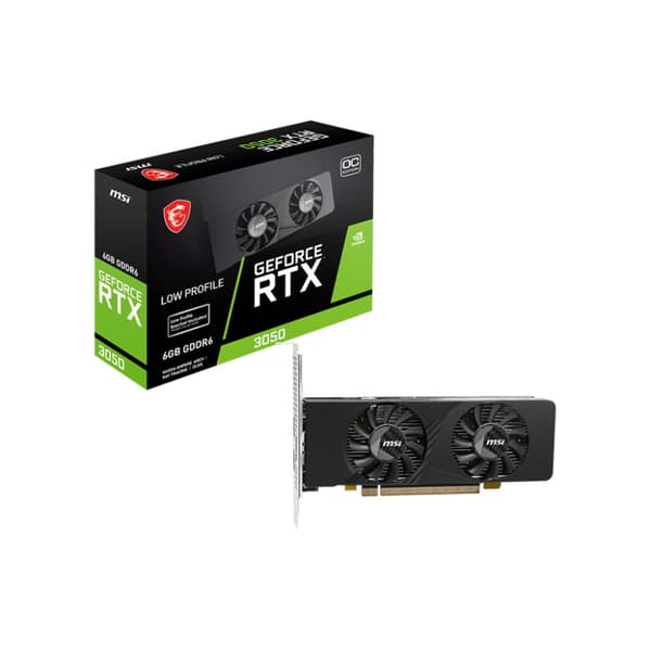 MSI GeForce RTX 3050 LP E 6G OC Grafikkort, 6 GB, Sort