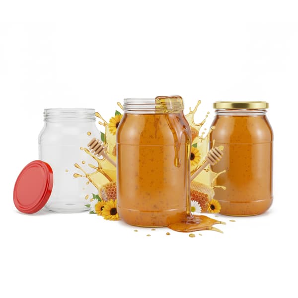 16x Glasburkar 900ml UTAN LOCK för marmelad, kompott, pickles, honung