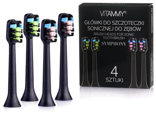 VITAMMY TOW014963 Symphony-hammasharjan päät 4 kpl, musta