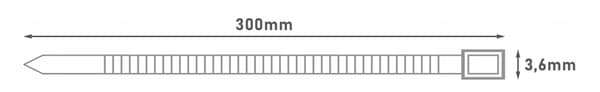 100x kabelbindere, hvide kabelbindere, 3,6 x 300 mm, op til 18 kg