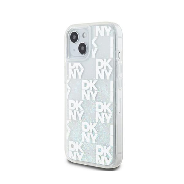 DKNY Liquid Glitter Multilogo - iPhone 15 / 14 / 13 Skal (Vit)
