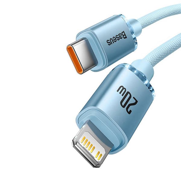Baseus Crystal Shine USB-C till iPhone-kabel, 20W, 1,2m (Blå)