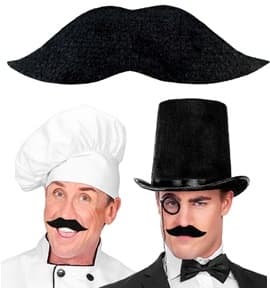 Klassisk svart mustasch retrokostym 1920-talet