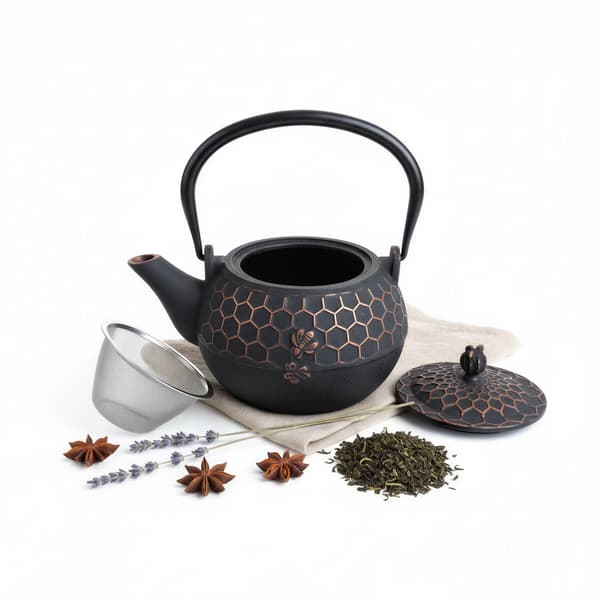 Støbejernskedel 1,8L teinfuser + varmer + gaffel