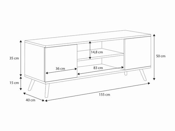 RTV Focus vit 155 cm - Skandinavisk