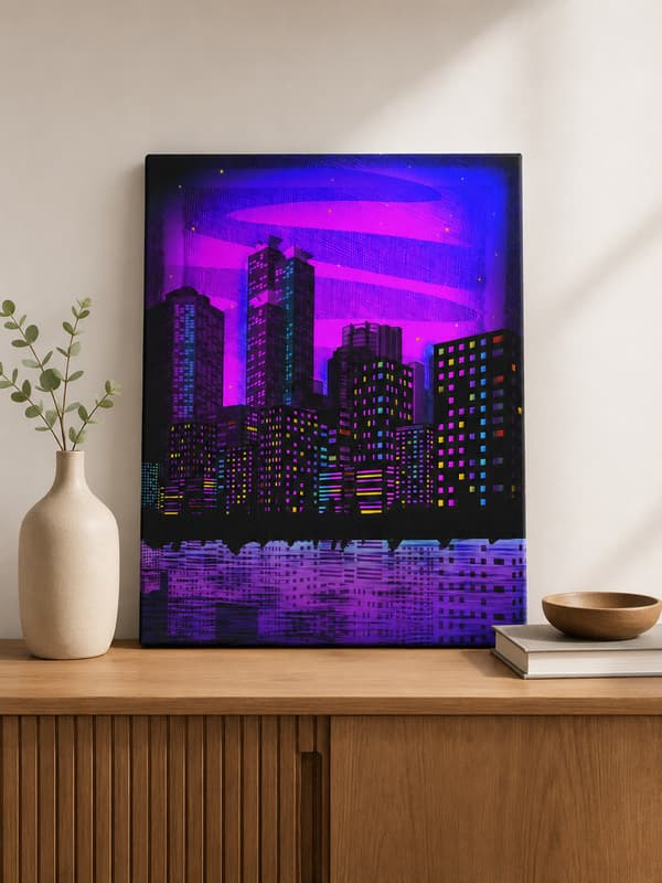 Målning med siffror med ram Neon panorama 40x50 cm