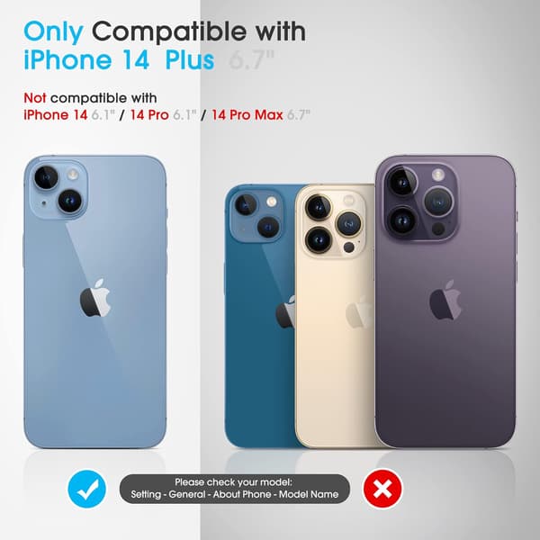 IPHONE 14 PLUS ETUI SORT RAMME 3X HÆRDET GLAS KAMERABESKYTTELSE