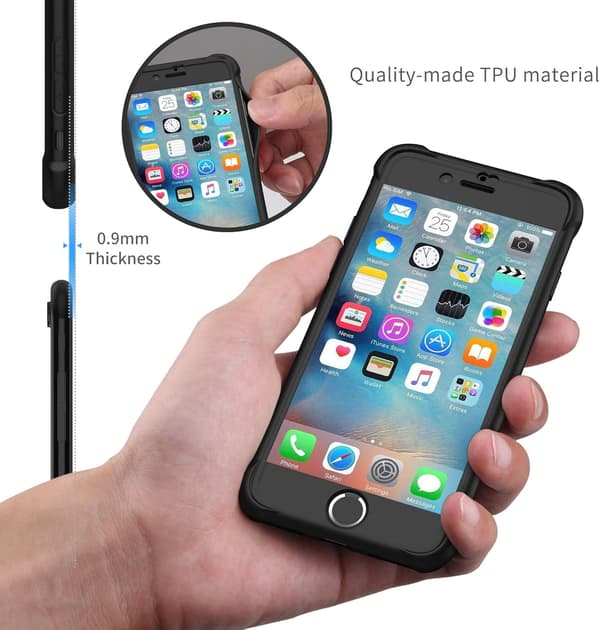 SORT ETUI TIL IPHONE 7/8 4,7' 2xHÆRDET GLAS