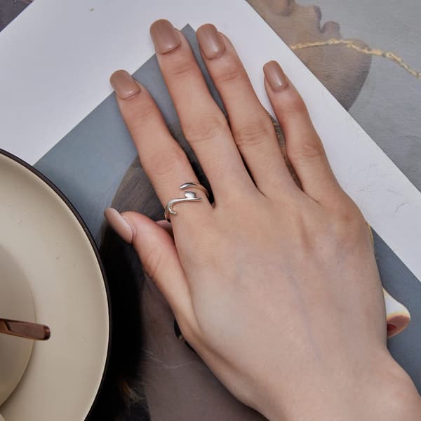 Silver universalring, kattunge med lång svans, silver 925