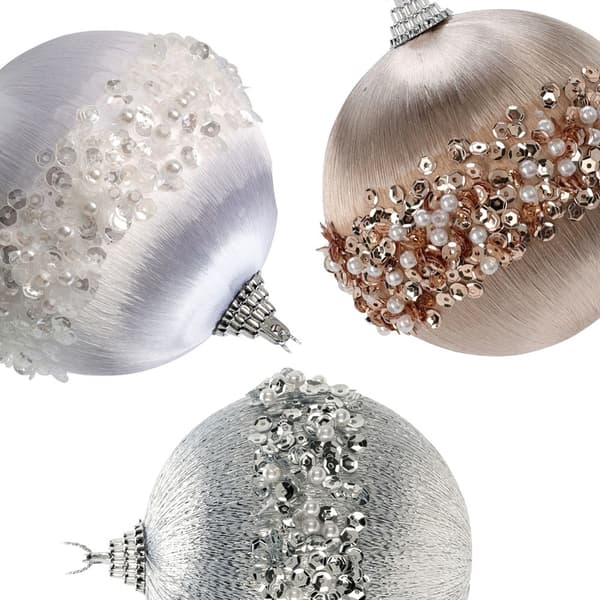 Julbollar oslagbara vita silver champagne 8 cm 12 st