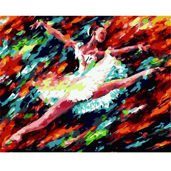 MALING EFTER TAL Billeder til maleri - Farverig Ballerina 50x40 cm