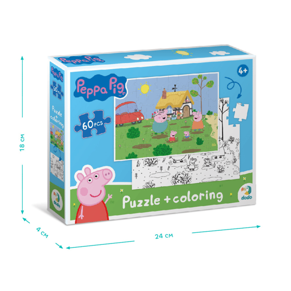Peppa Pig 2-i-1 pussel 60 bitar och målarsida