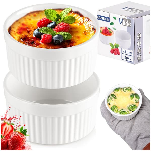 Porslinsbakskålar vita 260 ml 2 st