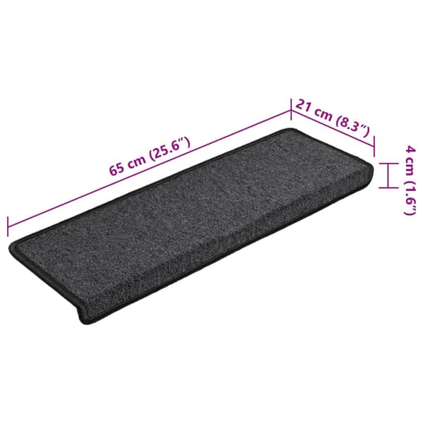 vidaXL Trappmattor 15 st 65x21x4 cm antracit rektangulära kanter
