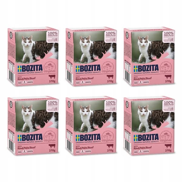 BOZITA våtfoder för katter, köttbitar med nötkött, 6 x 370 g