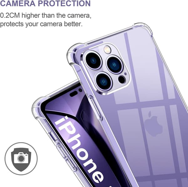 ETUI TIL APPLE IPHONE 14 PRO TRANSPARENT SILIKONE 3X HÆRDET GLAS