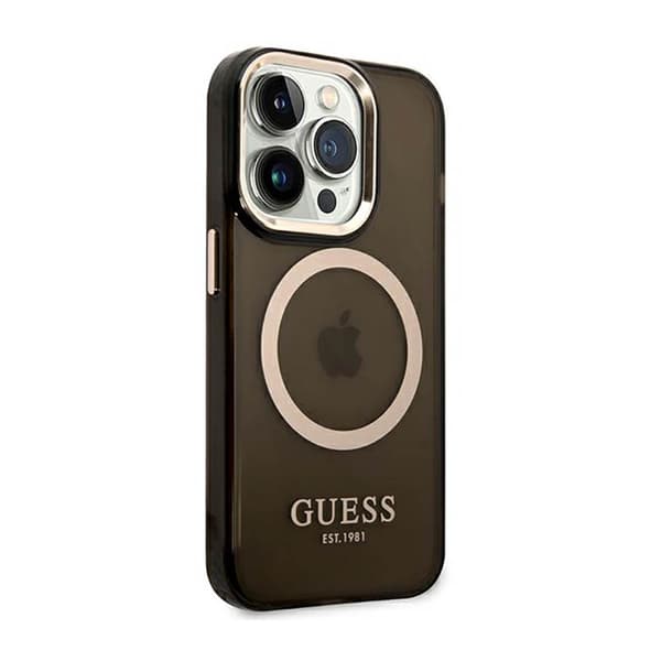 Guess Gold Outline Translucent MagSafe - iPhone 14 Pro cover (sort)