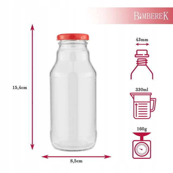 50x Glasjuiceflaskor Nalle Puh 330ml + GLASLOCK