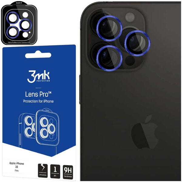 Apple iPhone 15 Pro Max - 3mk Linsskydd Pro Kungsblå