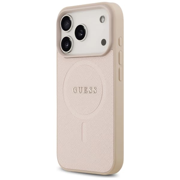 Guess Saffiano Classic Logo MagSafe-etui til iPhone 17 Pro - Pink