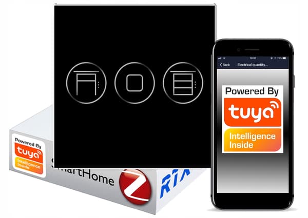 Touch-jalusiströmbrytare SVART ZigBee TUYA RTX SH