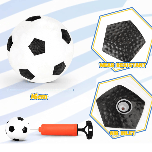 Fotbollsset med gummiband och boll samt pumpfotbollsset