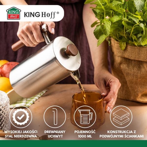 STÅLSSTEMPEL KAFFE- OG TEINFUSER 1L KINGHOFF KH-1995