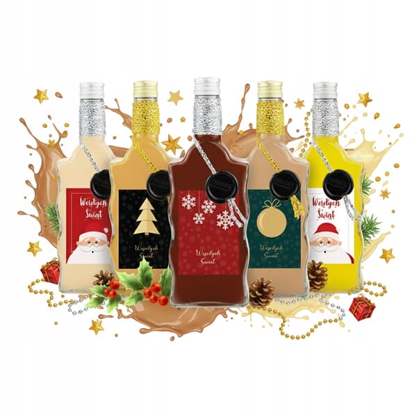 5x julklappsflaskor OZDONA WAVE 500ml för vintinkturer SET