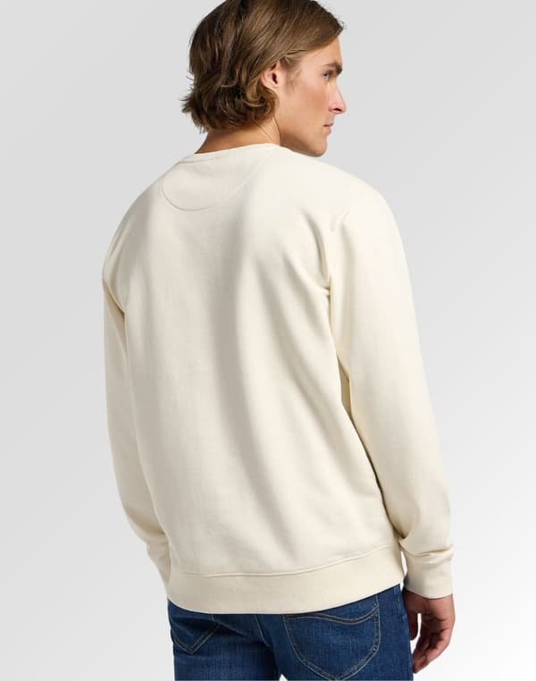 Lee PLAIN RELAXED lös herrsweatshirt i ecru bomull storlek M