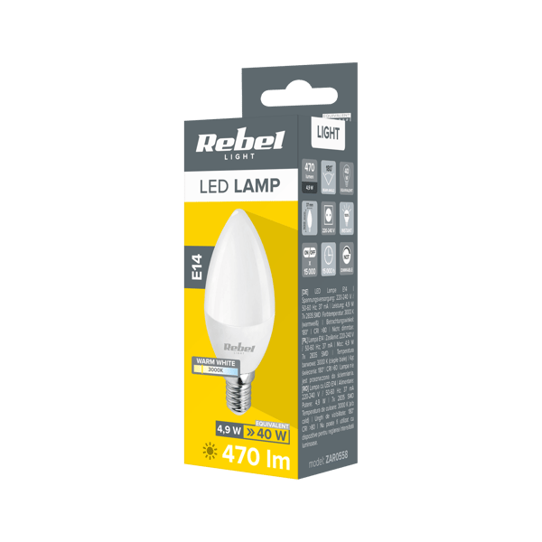 Rebel LED-kynttilälamppu 5W 3000K 230V