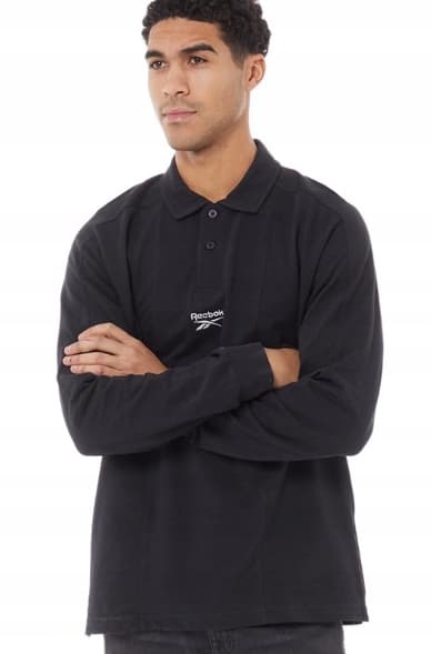 REEBOK HERRE SORT POLOSHIRT MED LANGÆRMET L 0A9A3_A* BAGGRUNDE