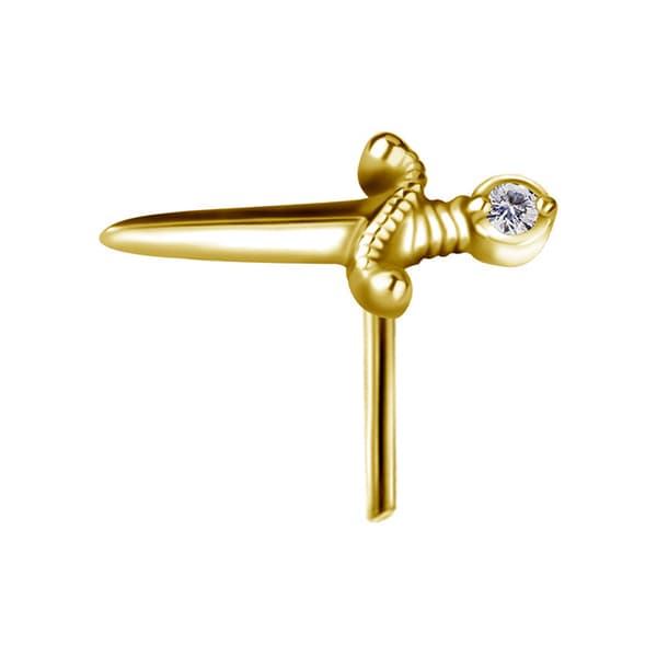 Insticksmutter - dolk med vit zirkon - CoCr NF - guld - PI-013