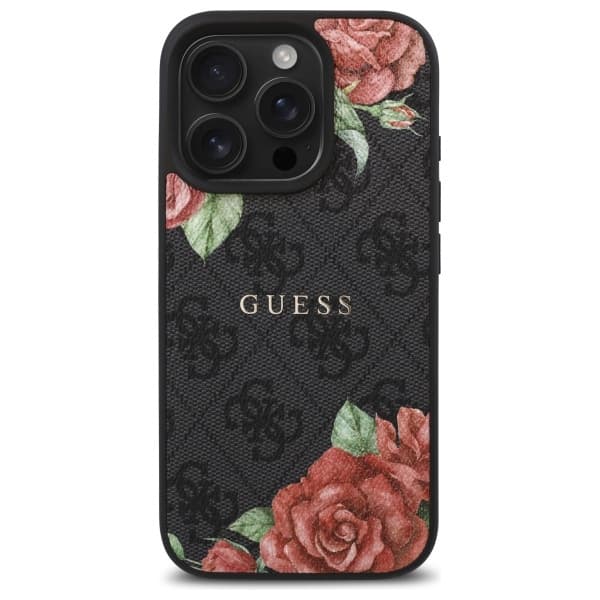 Guess GUHMP16XP4ROPEMCK iPhone 16 Pro Max 6.9 sort/sort hårdt cover 4G blomsterprint MagSafe