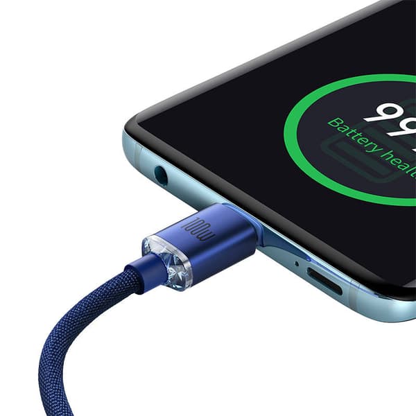 Baseus Crystal Shine USB-C - USB-C -kaapeli, 100W, 2m (sininen)