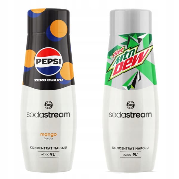 Set med 2 vattenkoncentrat. Sodastream Pepsi MAX Mango + Mountain Dew
