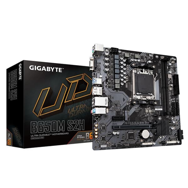 Gigabyte B650M S2H moderkort, brunt, DDR5, AM5