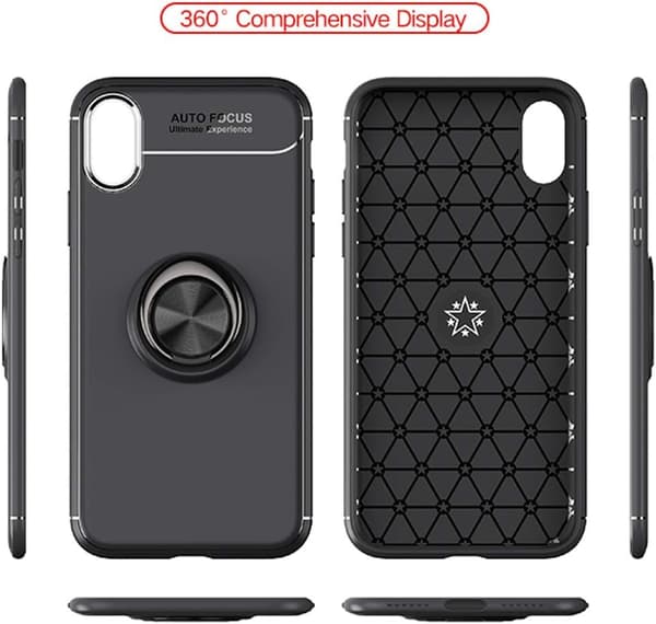 FODRAL TILL APPLE IPHONE X/XS SVART MED SOLID, HÅLLBAR BAKSIDA + RING
