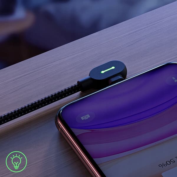 MCDODO 90° vinklet USB-C LIGHTNING dobbeltsidet kabel til iPhone 13 14 LED 2M