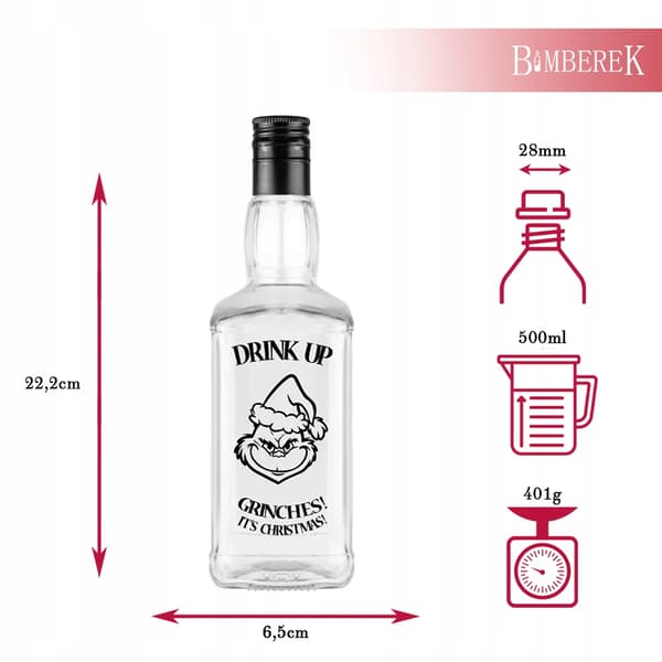 10x Julklappsflaskor DANIELS 500ml med tryck för tinktur 0,5l