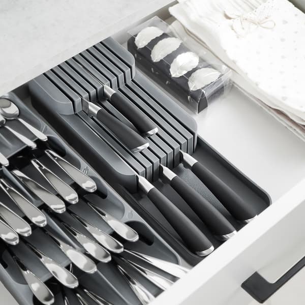 Knivorganizer til skuffe grå 39x14,5x7,5 cm