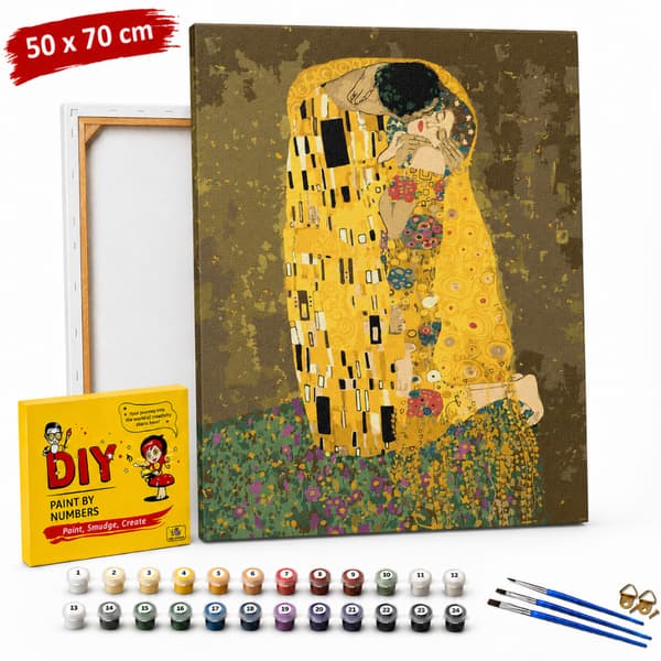 Mal efter tal-billede med ramme Kysset Gustav Klimt 50x70 cm
