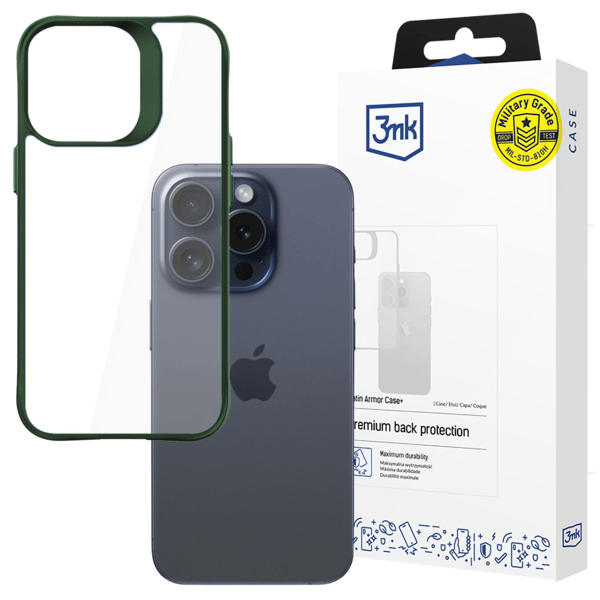 Apple iPhone 15 Pro - 3mk Satin Armor Cover+ Grøn